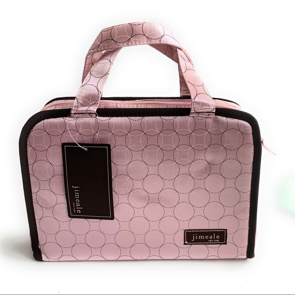 Jimeale New York expandable bag pink circles